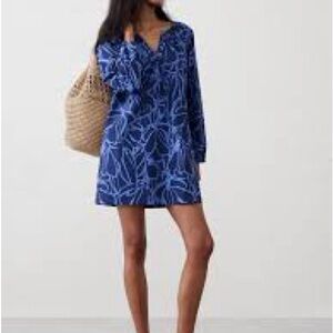 Tie Neck Poplin Mini Dress